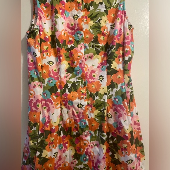 Talbots Petite Sleeveless Floral Print Collar Button Front Closure Dress Size 8P - Picture 6 of 12
